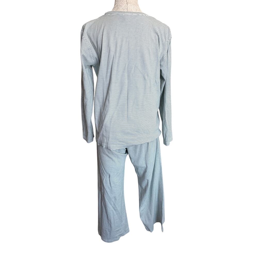 LAKE Pajamas Pima Cotton Pajama Set Green White Stripe XL Quietluxury Cozy - Picture 4 of 6